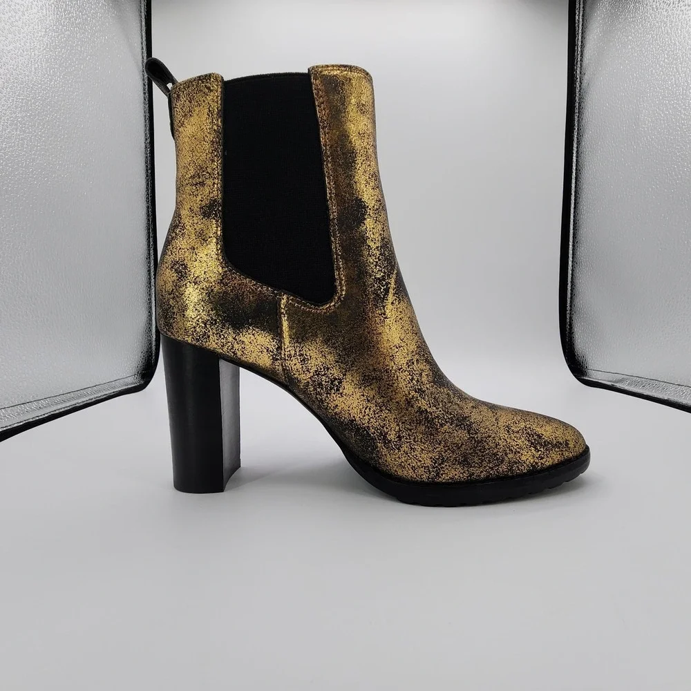 Lauren Ralph Lauren Mylah Stretch Metallic Ankle Boots Womens Size 8B NEW in Box